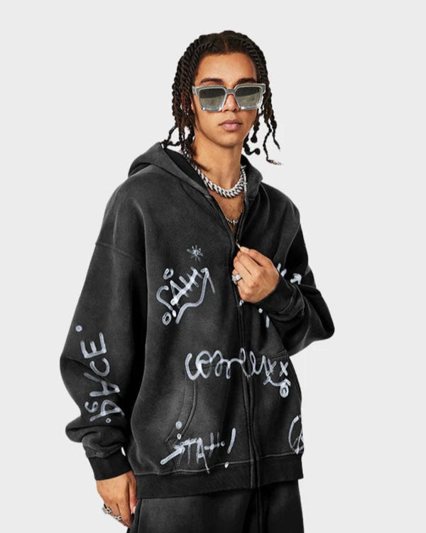 PDGR™ Grafitti Washed Zip Hoodie